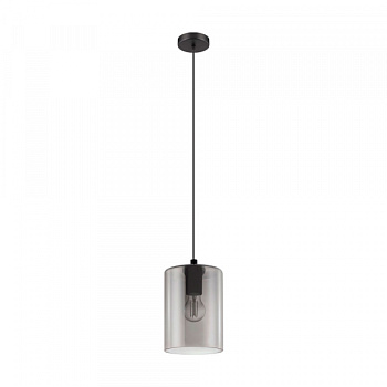Eglo 98585 Подвес CADAQUES 1, 1х40W (E27), 160, H1100, cталь, черный /дымчатое стекло, черный-прозрачный