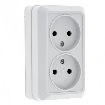 EKF PROxima Рим Розетка 2-местная 10А без заземления белая