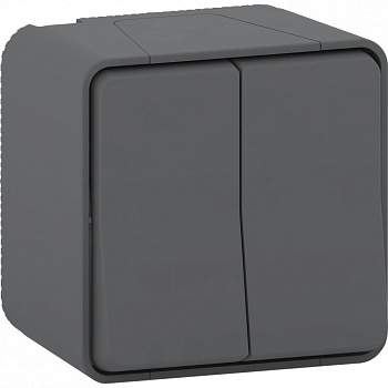 SE Mureva Styl наруж Антрацит Переключатель 2-клавишный сх. 6+6, IP55 MUR35022