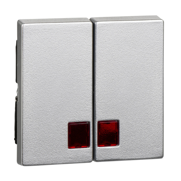 SE Merten SM Алюминий Две клавиши с красным прямоугольным окошком для световой индикации MTN3456-0460