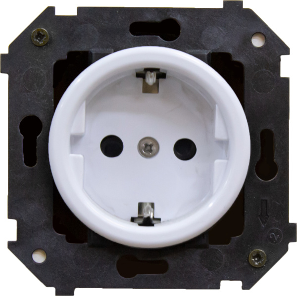 BIRONI Шедель Пластик Белый Розетка с/з ( скрытый монтаж) B3-101-21