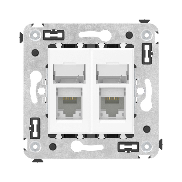 Купить DKC Компьютерная розетка RJ-45 в стену, кат.6А двойная, "Avanti", "Белое облако"