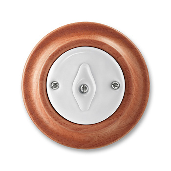 ABB Decento Белый фарфор/Натуральное дерево "Вишня" Переключатель поворотный 2CHK600634C4052