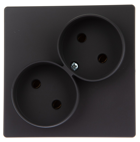 Simon 24 Графит Розетка двойная 2К без защитных шторок 2450457-038