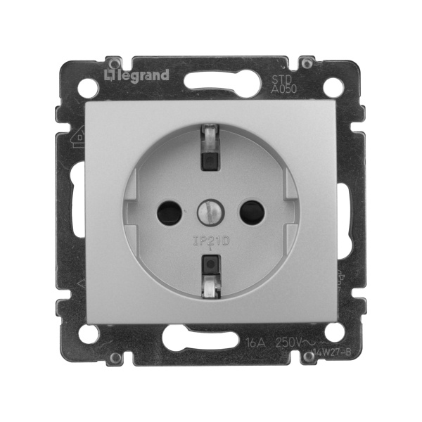 Купить Legrand Valena Алюминий Розетка 1-ая с/з с защитными шторками 770121
