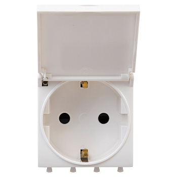 DKC Розетка с крышкой модульная, 2P+E, с з/ш, "Avanti", "Белое облако", 2 модуля