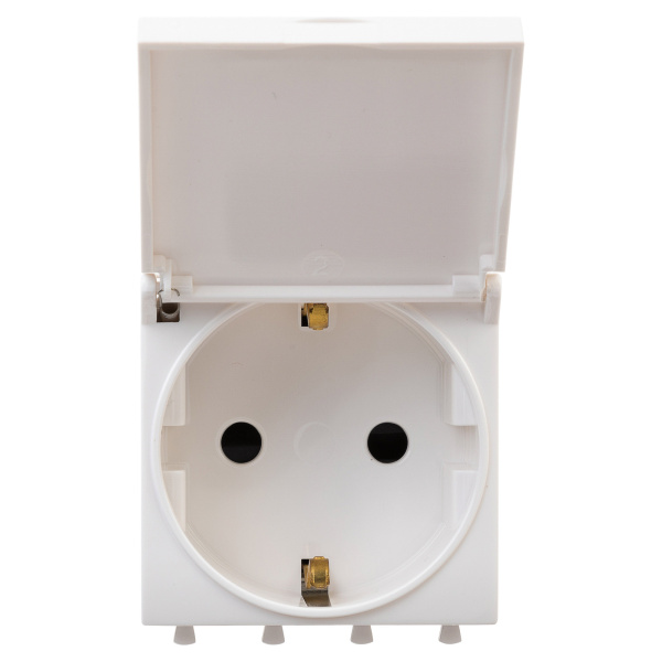 DKC Розетка с крышкой модульная, 2P+E, с з/ш, "Avanti", "Белое облако", 2 модуля