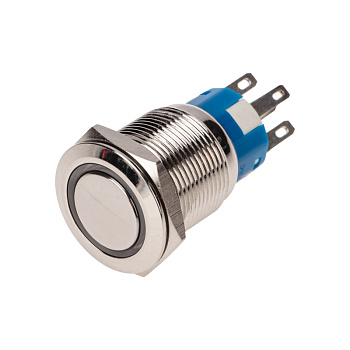 Кнопка антивандальная Ø19 12В Фикс (5с) ON-OFF/OFF-ON подсв/красная Rexant 36-3420