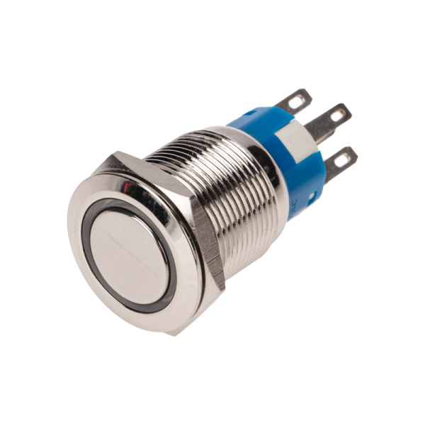 Кнопка антивандальная Ø19 12В Фикс (5с) ON-OFF/OFF-ON подсв/красная Rexant 36-3420