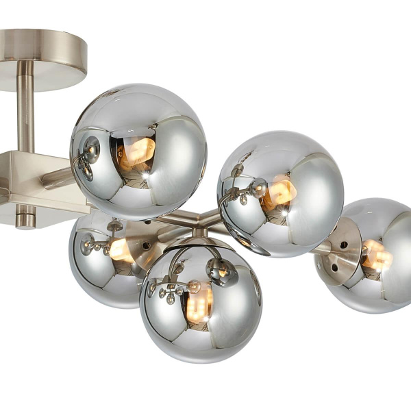 Купить Favourite 2650-10U потолочная люстра Каркас цвета никель, плафоны из выдувного стекла дымчато-серого цвета