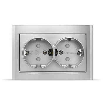 UNIVersal "Бриллиант" Розетка "серебро"2-ая с/з з/ш 7949797