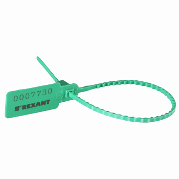 Пломба пластиковая, номерная, 255мм, зеленая Rexant 07-6123