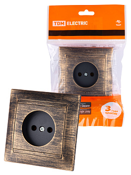 TDM Розетка 2П 10А 250В  старинная бронза "Лама" SQ1815-0763