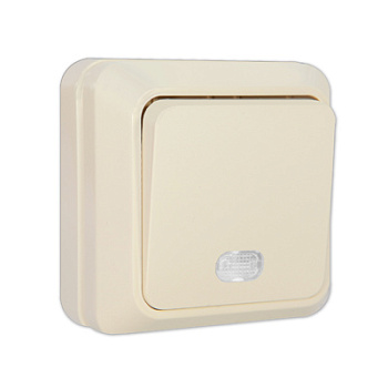 UNIVersal "Олимп" Выключатель "слоновая кость" 1 кл. с подсветкой Б-О0121