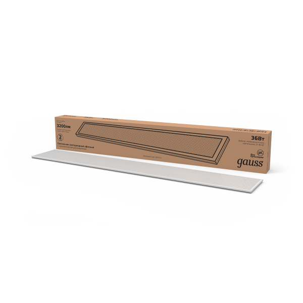 Купить Gauss Светильник офисный 36W 2950lm 6500K IP20 1200*180*19мм призма LED 860125336