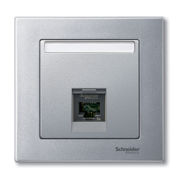 SE Merten SM Алюминий Накладка розетки ТЛФ/комп 1-ой прямой MTN465860