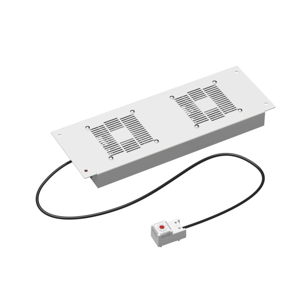 DKC Потолочный модуль 2 вентилятора с термостатом для крыши навесных 19" IT-корпусов ДКС серии STI шириной 600мм, RAL7035