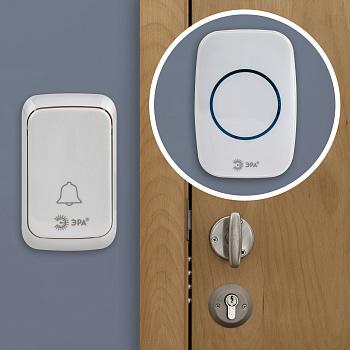 ЭРА Звонок дверной C89 беспроводной, от сети, белый, 36 мелодий