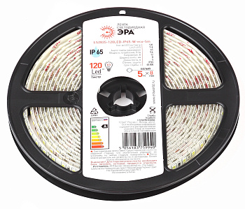 ЭРА Лента светодиодная LS2835-120LED-IP65-W- LS2835-120LED-IP65-W-eco-5m