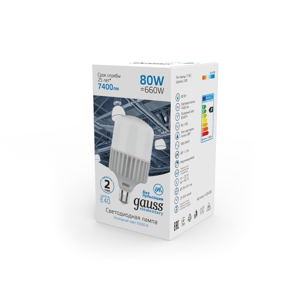 Купить Gauss Лампа Elementary T140 80W 6400lm 6500K E40 LED 63438