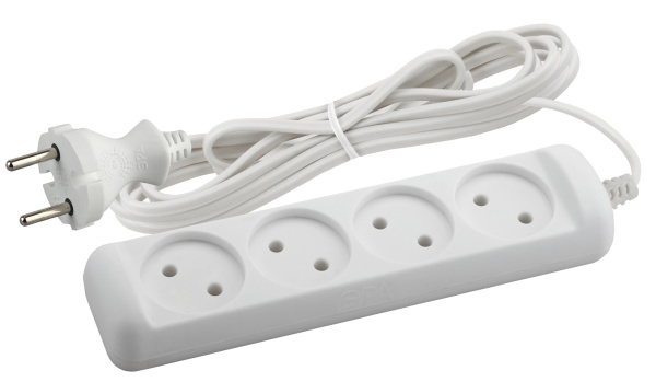 ЭРА UX-4-3m Удлин-ль без заземл,2x0.75мм2, ШВВП, 4гн, 3м