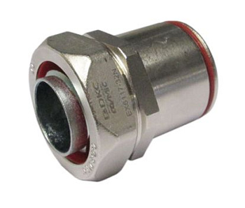 DKC Аксессуар муфта жесткая труба-металлорукав, для системы металлических труб Cosmec. DT 32 мм. DN26. Никелированная латунь. IP66/67