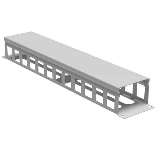 DKC Кабельный органайзер с крышкой и отверстиями 2U, глубина 60 мм, для 19" IT-корпусов, RAL7035