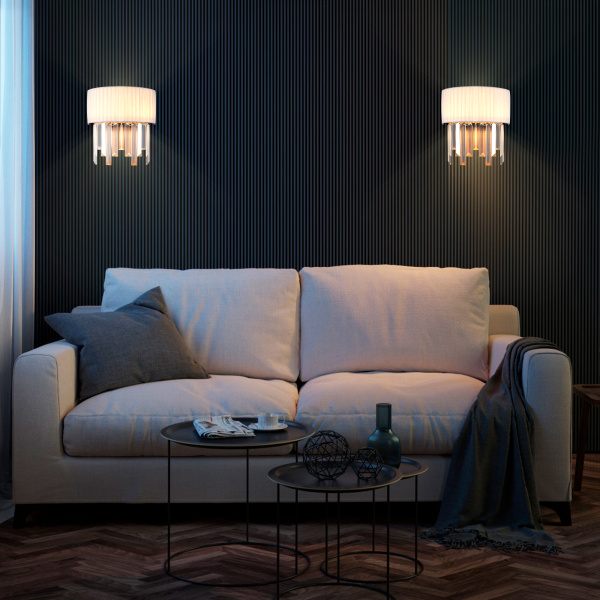 Купить Eurosvet 10122/2 Светильник настенный хром/прозрачный хрусталь Strotskis a055332