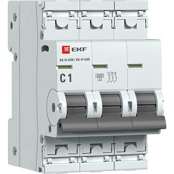 EKF Автоматический выключатель 3P 1А (C) 6кА ВА 47-63N PROxima M636301C