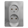 Купить Systeme Electric Glossa Алюминий Розетка 2-я б/з (в сборе с рамкой)