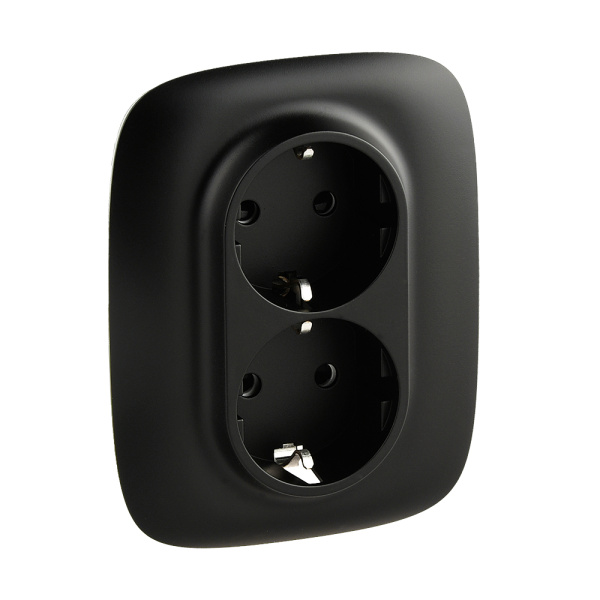Legrand Valena ALLURE DIY Антрацит Розетка 2-ая с/з с защитными шторками, безвинт.зажим 753936