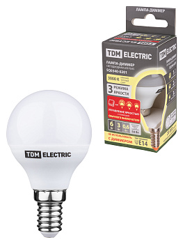 TDM Лампа светодиодная FG45-6 Вт-230 В-3000 К–E14 "Лампа-ДИММЕР" SQ0340-0201