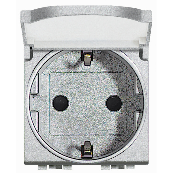 BT LL Алюминий Розетка 2К+З с крышкой NT4141PW