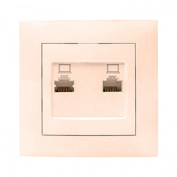 EKF PROxima Валенсия розетка компьютерная RJ-45 2-местная кремовая