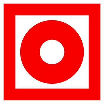 Знак наклейка F10 "Кнопка включения установок (систем) пожарной автоматики" (200x200) ГОСТ 12.4.026-2015 EKF PROxima