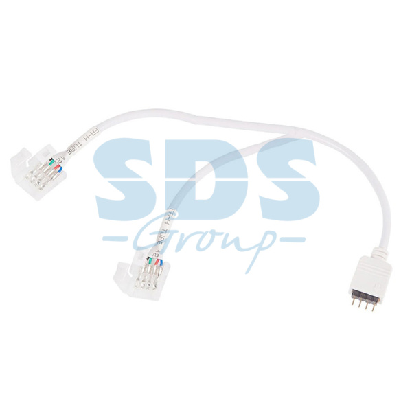 LAMPER Коннектор соединительный (2 разьема) для RGB светодиодных лент с влагозащитой шириной 10 мм и контроллеров, длина 30 см 144-133