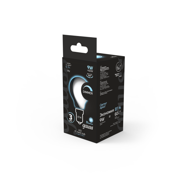 Купить Gauss Лампа Filament Шар 9W 610lm 4100К Е14 milky диммируемая LED 105201209-D
