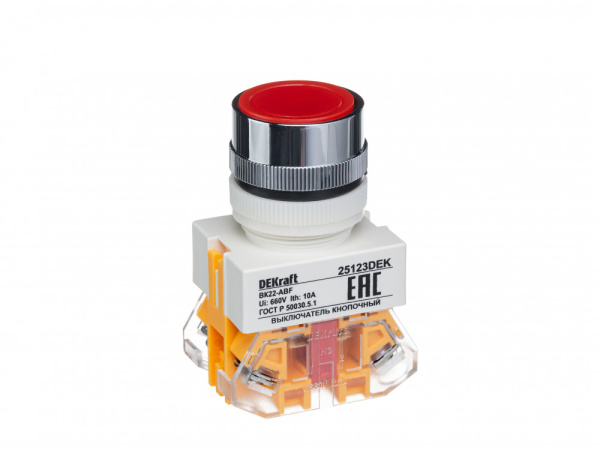 Dekraft Выключатель кноп. с фикс. ABF D22 кр. 220В ВK-22