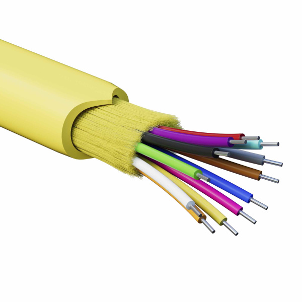 DKC Кабель волоконно-оптический, распределительный, арамидные упрочняющие нити, для внутренней прокладки, нг(A)-HFLTx, 12 ОВ, категорияOS2 (G.652.D) п