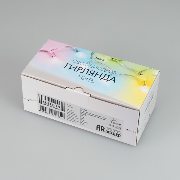 Купить Arlight Светодиодная гирлянда ARD-STRING-CLASSIC-6000-BLACK-40LED-LIVE RGB-SPI (12V, 26W) (Ardecoled, IP65) 031519