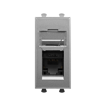 DKC Компьютерная розетка RJ-45 модульная, кат.5е, "Avanti", "Закаленная сталь", 1 модуль