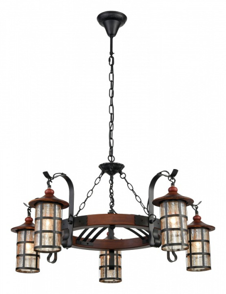 VELANTE 560-703-05 Люстра подвесная Дуб, Черный/Прозрачный E27 5*40W