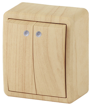 ЭРА 11-1205-11 Эксперт Сосна Выключатель 2-кл с подсветкой ОУ