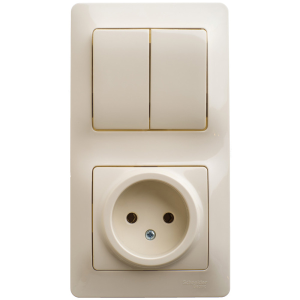 Systeme Electric Glossa Беж Блок: розетка и 2-кл. выключатель