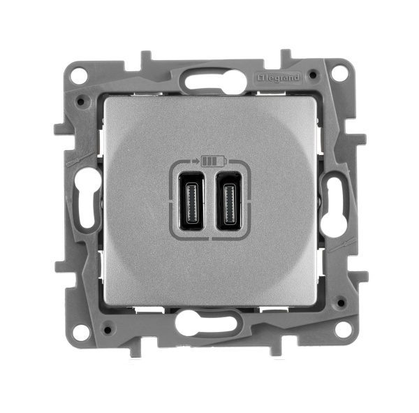 Legrand ETIKA Алюминий Зарядка USB C-C 672435