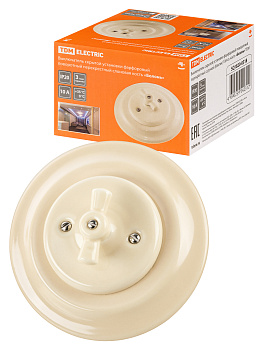 TDM Выключатель скрытой установки фарфоровый поворотный с ручкой (бантик) 10А сл. кость «Болонь» SQ1820-0320