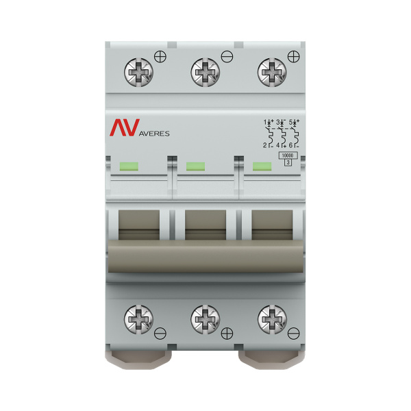 Купить Выключатель автоматический AV-10 DC 3P 6A (C) 10kA EKF AVERES mcb10-DC-3-06C-av