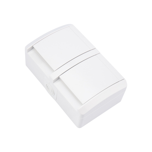 KRANZ Блок горизонтальный 2 розетки INDUSTRIAL IP54 с заземлением, о/у, белый KR-78-0805