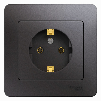 Systeme Electric Glossa Графит Розетка с/з (в сборе)