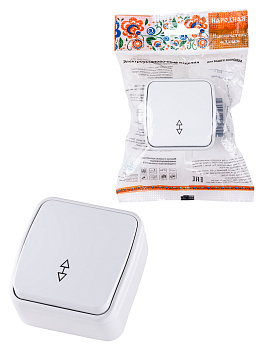 TDM Переключатель на 2 направления 1-кл. открытой установки IP20 10А, белый "Дача" Народная SQ1824-0003